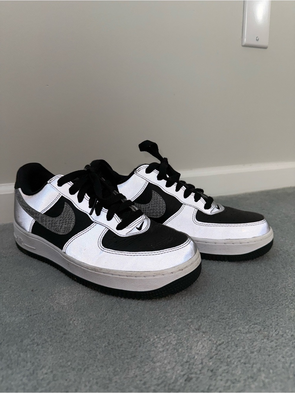 Nike Low-Top Anti-Pap Sneakers — Black, Silver & Snake Skin Swoosh